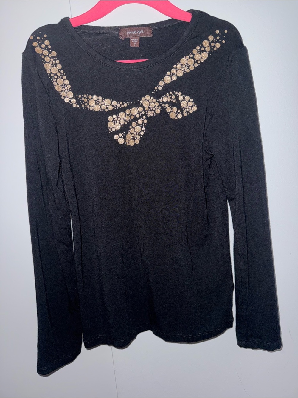 Imoga Ariana Embellished Jersey Bow Tee